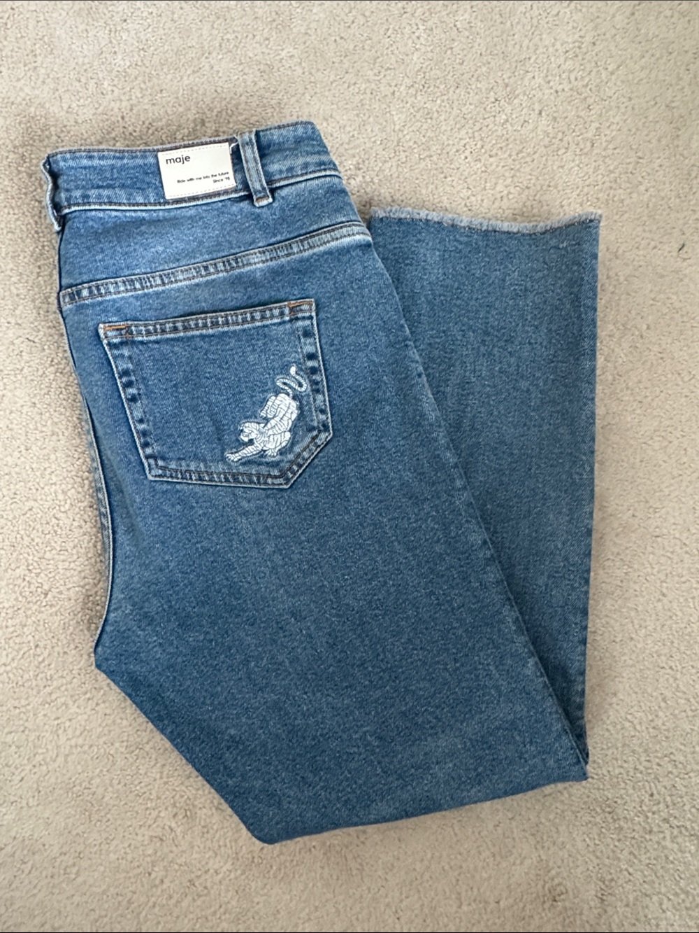 Maje Jeans with Embroidered Back Pocket